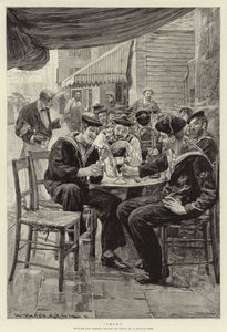 Chums, ingleses e franceses marinheiros de licença em um porto francês de William Hatherell