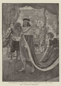 Coroação de Carlos I, seu progresso para a abadia de William Hatherell