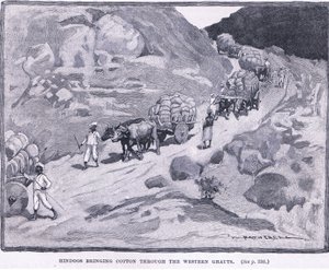 Hindus trazendo algodão através do Western Ghauts 1862 AD de William Hatherell