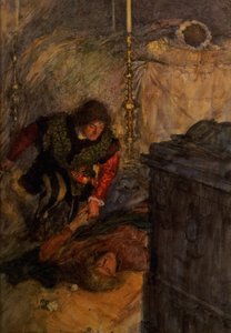 Romeu e Julieta, Acto V Cena 4 (aguarela sobre papel) de William Hatherell