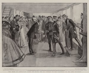 O duque de Connaught indo a bordo da SS Núbia para se despedir de seu próprio regimento de William Hatherell