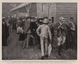 Os ingleses no Egito, levando ingressos no escritório da Pari Mutuel no Hipódromo do Cairo de William Hatherell