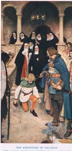 O cavaleiro de Galahad, ilustração do &39;Rei Artur&39; de William Hatherell