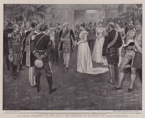 A Conferência de Paz em Haia, a recepção de delegados pela rainha Wilhelmina de William Hatherell