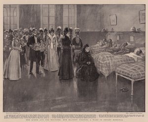 A rainha e os feridos, Sua Majestade visitando uma ala no Hospital Netley de William Hatherell