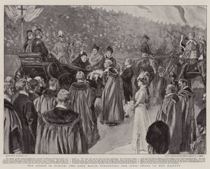 A Rainha em Dublin, o Lord Mayor apresentando a Espada Cívica a Sua Majestade de William Hatherell
