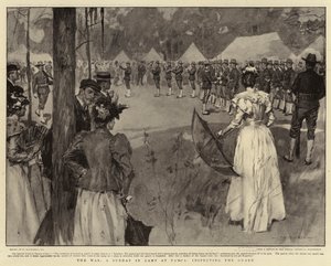 A guerra, um domingo no acampamento em Tampa, inspecionando a guarda