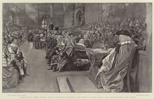 Julgado por seus colegas, visão geral da Galeria Real na Câmara dos Lordes durante o Julgamento de Bigamia, de Earl Russell de William Hatherell