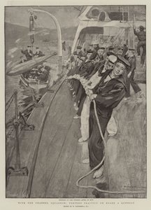 Com o Esquadrão do Canal, Prática de Torpedo a Bordo de uma Canhoneira de William Hatherell