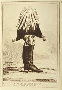 Uma bota de Wellington ou o chefe do exército, 1827 de William Heath