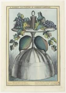Coupé invertido com cortiça, uvas e gavinhas no pé e pêras no caule
Um Deserto - Imitação da Moda Moderna (título sobre o objecto) de William Heath