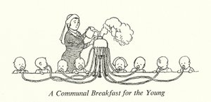 Um Pequeno-Almoço Comunitário para os Jovens (litho) de William Heath Robinson