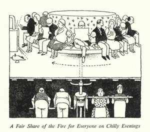 Uma Parte do Fogo para Todos nas Noites Chilly (litho) de William Heath Robinson