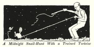 Uma Caça ao Caracol da Meia-Noite com uma Tartaruga Treinada (litho) de William Heath Robinson