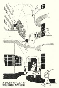 Uma Rodada de Golfe em Dorisdene Mansions (litho) de William Heath Robinson