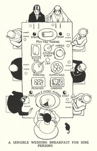 Um Pequeno Almoço de Casamento Sensato para Nove Pessoas (litho) de William Heath Robinson