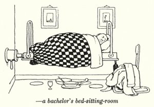 Um quarto de cama de solteiro (litho) de William Heath Robinson