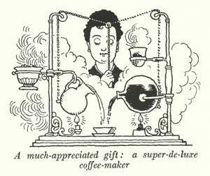 Um presente muito apreciado, uma cafeteira de super luxo (litho) de William Heath Robinson
