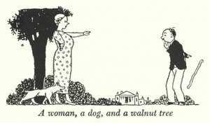 Uma mulher, um cão e uma nogueira (litho) de William Heath Robinson