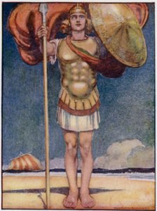 Aquiles, o mais fugaz dos pés, e o mais corajoso de todos os heróis gregos (cor litho) de William Heath Robinson