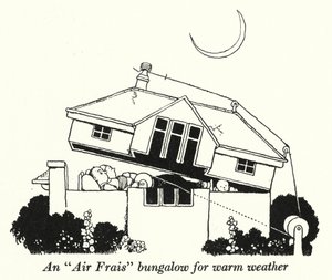Um bangalô "Air Frais" para clima quente (litho) de William Heath Robinson