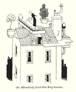Um telhado de jardim atractivo (litho) de William Heath Robinson