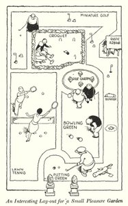 Um layout interessante para um Pequeno Jardim de Prazeres (litho) de William Heath Robinson