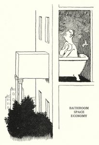 Economia do espaço de banho (litho) de William Heath Robinson