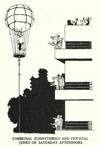Eurítmica Comunal e Idiotas Físicos aos Sábados à Tarde (litho) de William Heath Robinson
