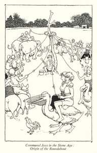 Alegrias Comunais na Idade da Pedra, Origem da Rotunda (litho) de William Heath Robinson
