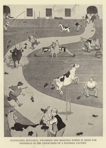 Cultivando a flutuabilidade, resistência e resistência ao poder em peles para bolas de futebol nos currais de uma fábrica de futebol de William Heath Robinson
