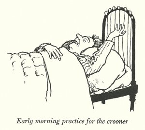 Prática matinal para o crooner (litho) de William Heath Robinson