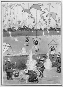 Ataque Chaleira Voadora, de Algumas Imagens de Guerra, 1915 (versão impressa) de William Heath Robinson