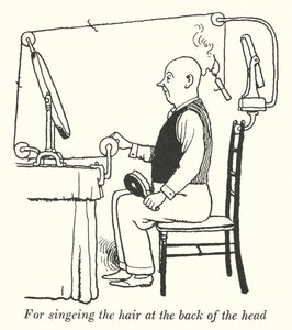 Para a queda do cabelo na parte de trás da cabeça (litho) de William Heath Robinson
