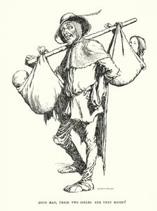 Bom homem, estas duas raparigas são empregadas? (litho) de William Heath Robinson