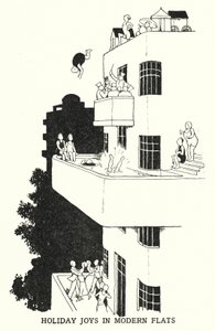Alegrias de Férias em Apartamentos Modernos (litho) de William Heath Robinson