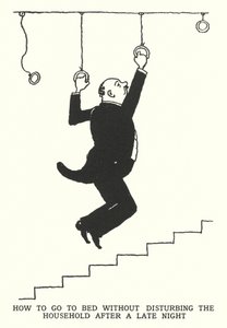 Como Ir para a Cama sem Perturbar a Casa depois de uma Noite Feliz (litho) de William Heath Robinson