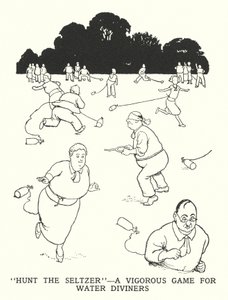 "Hunt the Seltzer", um jogo vigoroso para mergulhadores de água (litho) de William Heath Robinson