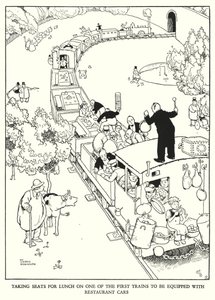Ilustração para a Ribaldry Ferroviária de W Heath Robinson (litho) de William Heath Robinson