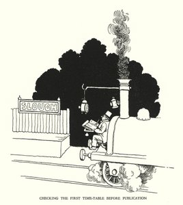 Ilustração para a Ribaldry Ferroviária de W Heath Robinson (litho) de William Heath Robinson
