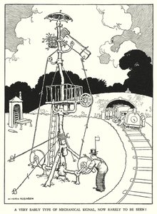 Ilustração para a Ribaldry Ferroviária de W Heath Robinson (litho) de William Heath Robinson