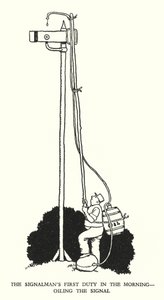 Ilustração para a Ribaldry Ferroviária de W Heath Robinson (litho) de William Heath Robinson