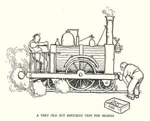 Ilustração para a Ribaldry Ferroviária de W Heath Robinson (litho) de William Heath Robinson