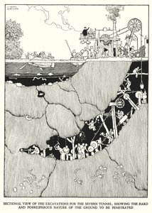 Ilustração para a Ribaldry Ferroviária de W Heath Robinson (litho) de William Heath Robinson