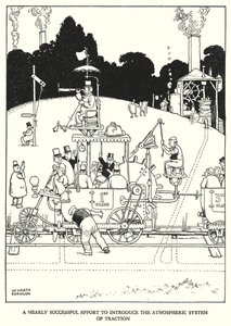 Ilustração para a Ribaldry Ferroviária de W Heath Robinson (litho) de William Heath Robinson