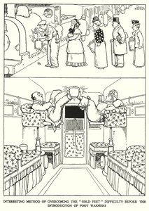 Ilustração para a Ribaldry Ferroviária de W Heath Robinson (litho) de William Heath Robinson