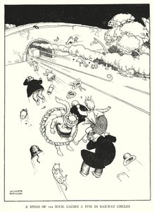 Ilustração para a Ribaldry Ferroviária de W Heath Robinson (litho) de William Heath Robinson