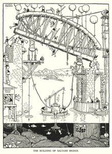 Ilustração para a Ribaldry Ferroviária de W Heath Robinson (litho) de William Heath Robinson