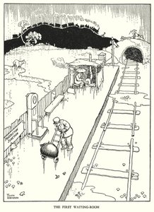 Ilustração para a Ribaldry Ferroviária de W Heath Robinson (litho) de William Heath Robinson