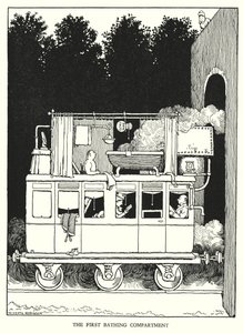 Ilustração para a Ribaldry Ferroviária de W Heath Robinson (litho) de William Heath Robinson
